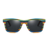 wood wooden sunglasses unisex rainbow color fashion style