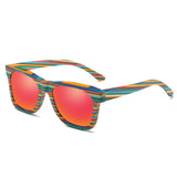 wood wooden sunglasses unisex rainbow color fashion style