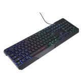 wired colorful LED back light gaming keyboard in black connects via USB cable
