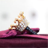 stylish bling crown rhinestone smartphone cell phone tablet dust plug on sale samsung iphone