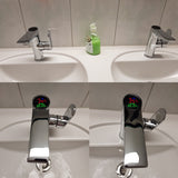 color changing led light water sink faucet bathroom kitchen temperature digital display