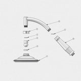 large square rainfall shower head with extension arm