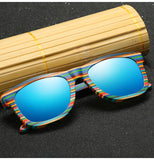 wood wooden sunglasses unisex rainbow color fashion style