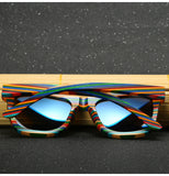 wood wooden sunglasses unisex rainbow color fashion style